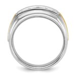 IBGoodman 14k Two-tone 1/2 carat Lab Grown Diamond VS/SI+ G+ Complete Polished Satin and Grooved Five Stone Men's Ring - Image 2
