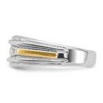 IBGoodman 14k Two-tone 1/2 carat Lab Grown Diamond VS/SI+ G+ Complete Polished Satin and Grooved Five Stone Men's Ring - Image 3