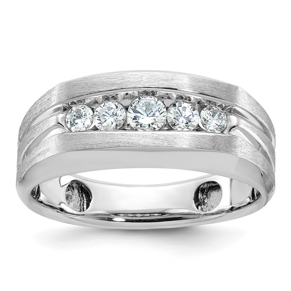 B58456-0WA.jpg IBGoodman 10k White Gold Men's Polished and Brushed 5-Stone Ring Mounting - Image 1