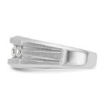 IBGoodman 10k White Gold Men's Polished Satin and Grooved 5-Stone 1 Carat A Quality Diamond Ring - Image 5