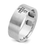14k White Gold IBGoodman Men's Satin Cross Ring Mounting - Image 8