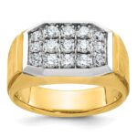 IBGoodman 10k with White Rhodium Men's Polished and Satin 1 Carat A Quality Diamond Cluster Ring