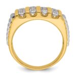 IBGoodman 14k Two-tone Men's Polished and Textured 4-Row 2 Carat AA Quality Diamond Ring - Image 2