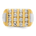 IBGoodman 14k Two Tone 2 carat Lab Grown Diamond VS/SI+ G+ Complete Grooved Four Row Men's Ring - Image 4