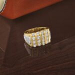 IBGoodman 14k Two Tone 2 carat Lab Grown Diamond VS/SI+ G+ Complete Grooved Four Row Men's Ring - Image 7