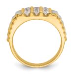 IBGoodman 14k Two-tone Men's Polished and Textured 1 Carat AA Quality Diamond Cluster Ring - Image 2