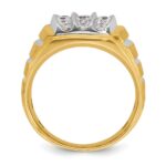 IBGoodman 14k Two Tone 1 carat Lab Grown Diamond VS/SI+ G+ Complete Polished Satin and Grooved Men's Cluster Ring - Image 2