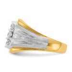 IBGoodman 14k Two-tone Men's Polished Satin and Grooved 3-Row 1 Carat AA Quality Diamond Ring - Image 5