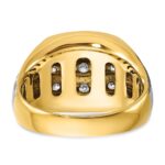 IBGoodman 14k Two-tone Men's Polished Satin and Grooved 3-Row 1 Carat AA Quality Diamond Ring - Image 7