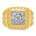 IBGoodman 14k Two-tone Men's Polished Satin and Grooved Cluster Ring Mounting - Image 4