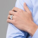 IBGoodman 14k White Gold Men's Polished and Cut-Out 1/2 Carat AA Quality Diamond Rectangle Ring - Image 4