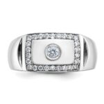 IBGoodman 14k White Gold Men's Polished and Cut-Out 1/2 Carat AA Quality Diamond Rectangle Ring - Image 6