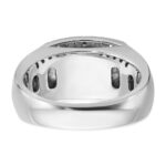 IBGoodman 14k White Gold Men's Polished and Cut-Out 3/4 Carat AA Quality Black and White Diamond Rectangle Ring - Image 6