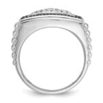 IBGoodman 14k White Gold Men's Polished and Textured 1 Carat Black and White Diamond Cluster Ring - Image 2