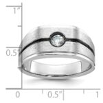 14k White Gold with Black Rhodium IBGoodman Men's Satin 1/5 carat Diamond Complete Ring - Image 3