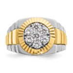IBGoodman 14k Two-tone Men's Polished Satin and Textured 1 Carat AA Quality Diamond Ring - Image 6