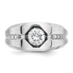 14k White Gold IBGoodman Men's Polished and Satin Diamond Ring Mounting - Image 6