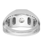 14k White Gold IBGoodman Men's Polished and Satin 1/5 carat Diamond Semi-mount Ring - Image 7