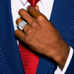 14k White Gold IBGoodman Men's Polished & Satin Cluster Ring Mounting - Image 4