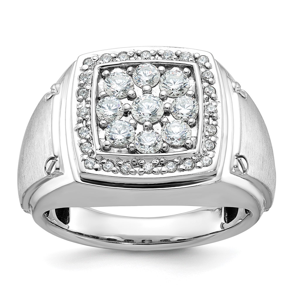B59163-4WAA.jpg IBGoodman 14k Two-tone Men's Polished and Satin 1 Carat AA Quality Diamond Square Cluster Ring - Image 1