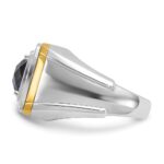 IBGoodman 14k Two-tone Men's Polished Lab Created Sapphire and AA Quality Diamond Ring - Image 5