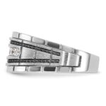 IBGoodman 14k White Gold with Black Rhodium Men's Polished Satin and Textured 7-Stone 1/2 Carat AA Quality Diamond Ring - Image 5