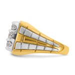 IBGoodman 10k Two-tone Men's Polished and Grooved 3-Row Cluster Ring Mounting - Image 5