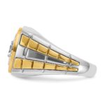 IBGoodman 14k Two Tone 1 carat Lab Grown Diamond VS/SI+ G+ Complete Polished Satin and Textured Men's Ring - Image 3