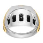 IBGoodman 10k Two-tone with Black Rhodium Men's Polished Textured and Diamond-cut 1 Carat A Quality Diamond Round Cluster Ring - Image 7