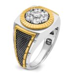 IBGoodman 14k Two-tone with Black Rhodium Men's Polished Textured and Diamond-cut 1 Carat AA Quality Diamond Round Cluster Ring - Image 8