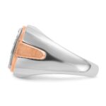 IBGoodman 14k White and Rose Gold Men's Polished and Satin 1 Carat AA Quality Diamond Cluster Ring - Image 5