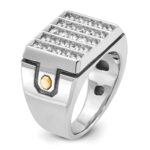 IBGoodman 14k Two-tone with Black Rhodium Men's Polished and Grooved 5-Row 1 3/4 Carat AA Quality Diamond Cluster Ring - Image 8