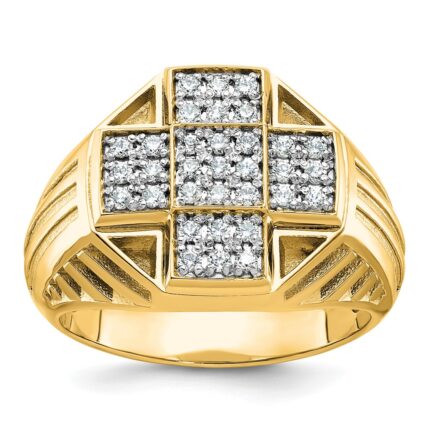 IBGoodman 10k Men's Polished Textured and Grooved Cross Cluster Ring Mounting