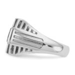 IBGoodman 14k White Gold Men's Polished Textured and Grooved 1/2 Carat AA Quality Diamond Cross Cluster Ring - Image 5