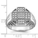 IBGoodman 14k White Gold Men's Polished Textured and Grooved 1/2 Carat AA Quality Diamond Cross Cluster Ring - Image 3