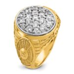 IBGoodman 14k Two-tone Men's Polished and Textured 1 5/8 Carat AA Quality Diamond Oval Cluster Ring - Image 8