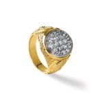 IBGoodman 14k Two-tone Men's Polished and Textured Oval Cluster Ring Mounting - Image 9