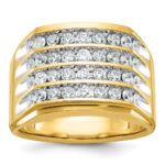 IBGoodman 10k with White Rhodium Men's Polished and Grooved 4-Row 1 1/5 Carat A Quality Diamond Ring