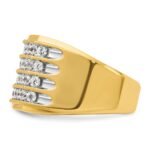 IBGoodman 10k with White Rhodium Men's Polished and Grooved 4-Row 1 1/5 Carat A Quality Diamond Ring - Image 4