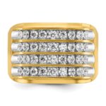 IBGoodman 10k with White Rhodium Men's Polished and Grooved 4-Row 1 1/5 Carat A Quality Diamond Ring - Image 6