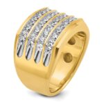 IBGoodman 10k with White Rhodium Men's Polished and Grooved 4-Row 1 1/5 Carat A Quality Diamond Ring - Image 8