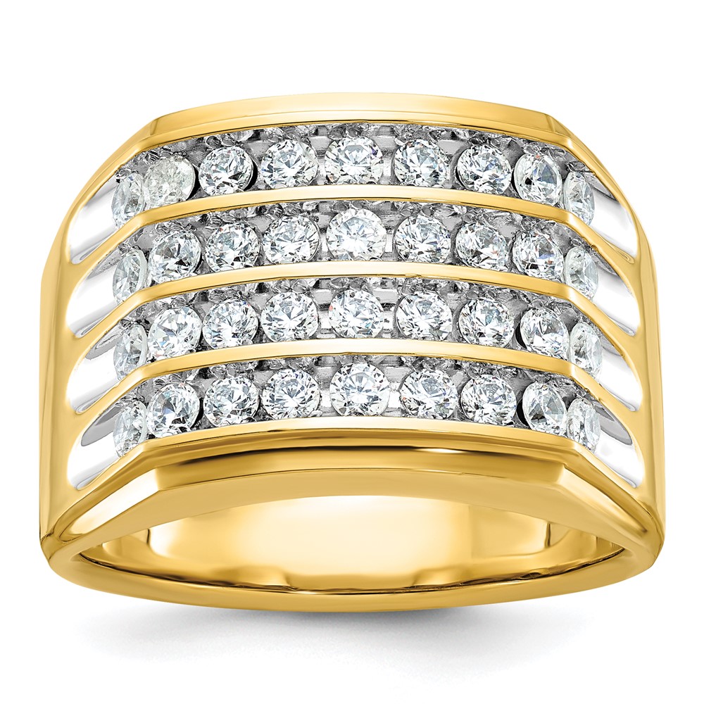B59287-4YAA-1.jpg IBGoodman 14k with White Rhodium 1 5/8 carat Lab Grown Diamond VS/SI+ G+ Complete Four Row Men's Ring - Image 1