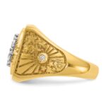 IBGoodman 14k Two-tone with Black Enamel Men's Polished Textured and Diamond-cut 1 Carat AA Quality Diamond Stars and Stripes Round Cluster Ring - Image 3