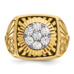 IBGoodman 14k Two-tone with Black Enamel Men's Polished Textured and Diamond-cut 1 Carat AA Quality Diamond Stars and Stripes Round Cluster Ring - Image 4