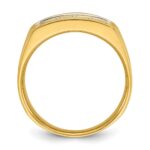 IBGoodman 14k Men's Polished and Grooved 3-Row 1.65 Carat AA Quality Diamond Ring - Image 2