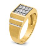 IBGoodman 14k with White Rhodium 1/3 carat Lab Grown Diamond VS/SI+ G+ Polished Satin and Grooved Three Row Men's Cluster Ring - Image 6