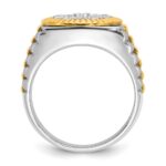 IBGoodman 14k Two-Tone 1 1/6 carat Lab Grown Diamond VS/SI+ G+ Complete Ribbed Men's Cluster Ring - Image 2
