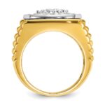 IBGoodman 14k Two-tone Men's Polished Satin and Ribbed 2 Carat AA Quality Diamond Round Cluster Ring - Image 2