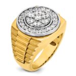 IBGoodman 14k Two-Tone 1 7/8 carat Lab Grown Diamond VS/SI+ G+ Complete Ribbed Men's Cluster Ring - Image 5