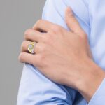 IBGoodman 14k Two-tone Men's Polished Satin and Ribbed 1/2 Carat A Quality Diamond Round Cluster Ring - Image 4